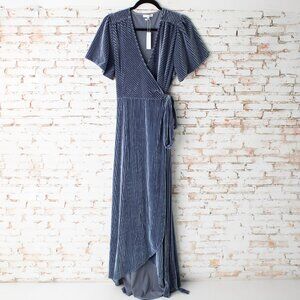 NEW Baltic Born Andi Ribbed Blue Velvet Wrap Dress Women's 3XL